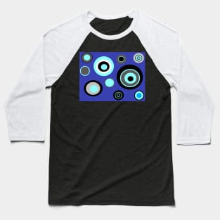 Experimental Geometric Circle Print Pattern (Blue Version) Baseball T-Shirt